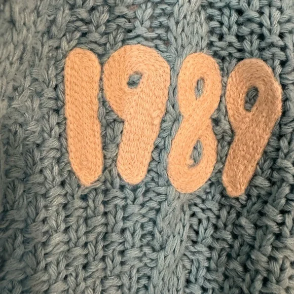 Taylor Swift Light Blue Cable Knit Cardigan - Picture 2 of 11
